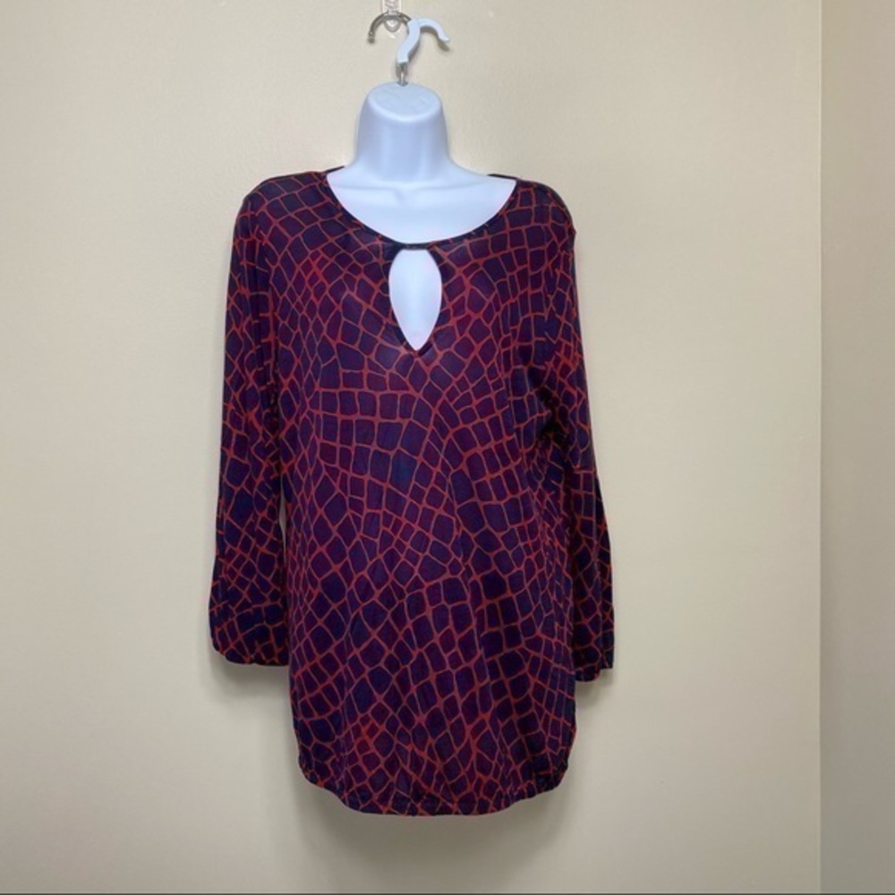 NWT Michael Kors lizard print top red and blue stretch.  Medium